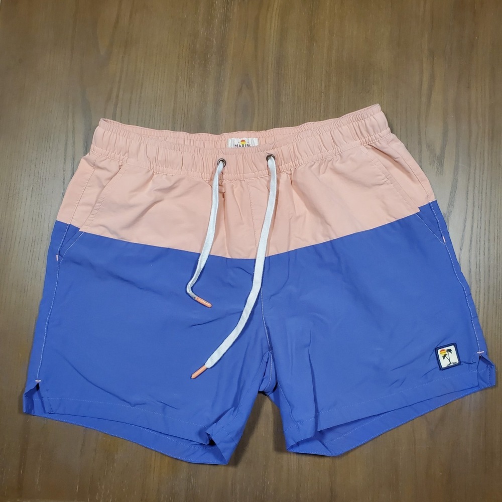 Marine Layer Swim Trunks Mens Medium Laird ColorBlock Beach Vacation Preppy